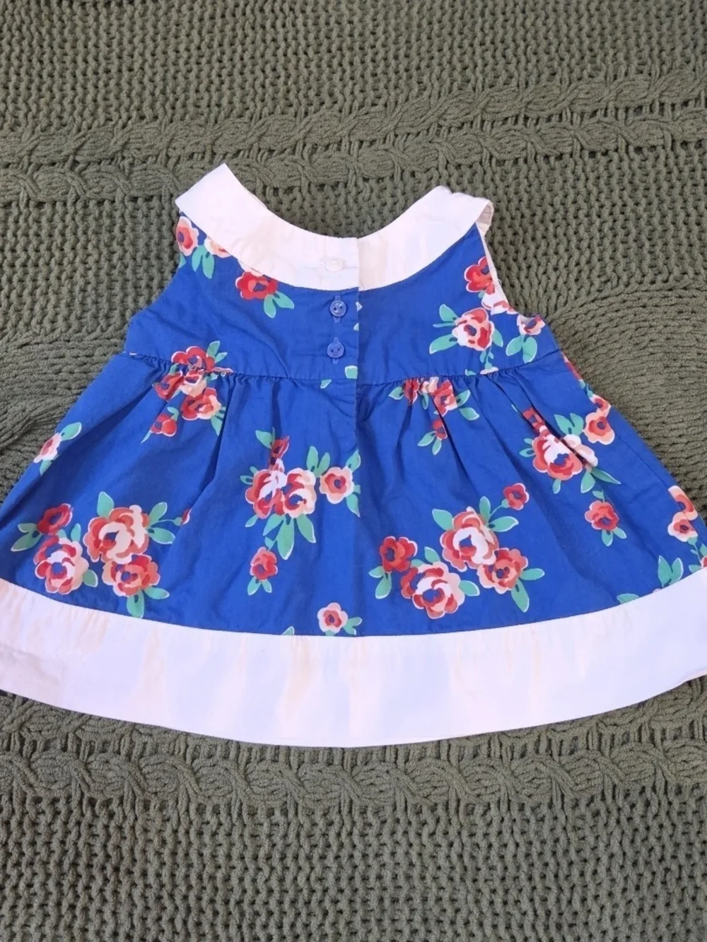 Gymboree Baby Dress Ruffles Floral Blue White Bow Sleeveless Top